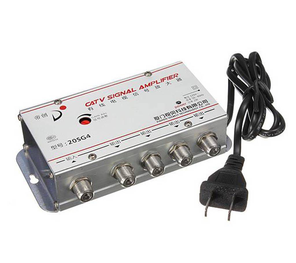 4 Way TV Signal Booster Amplifier Splitter - Silver