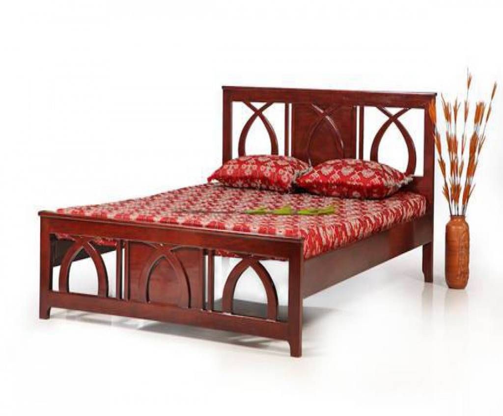 Flower Style Malaysian Process Wood Semi Box Double Bed