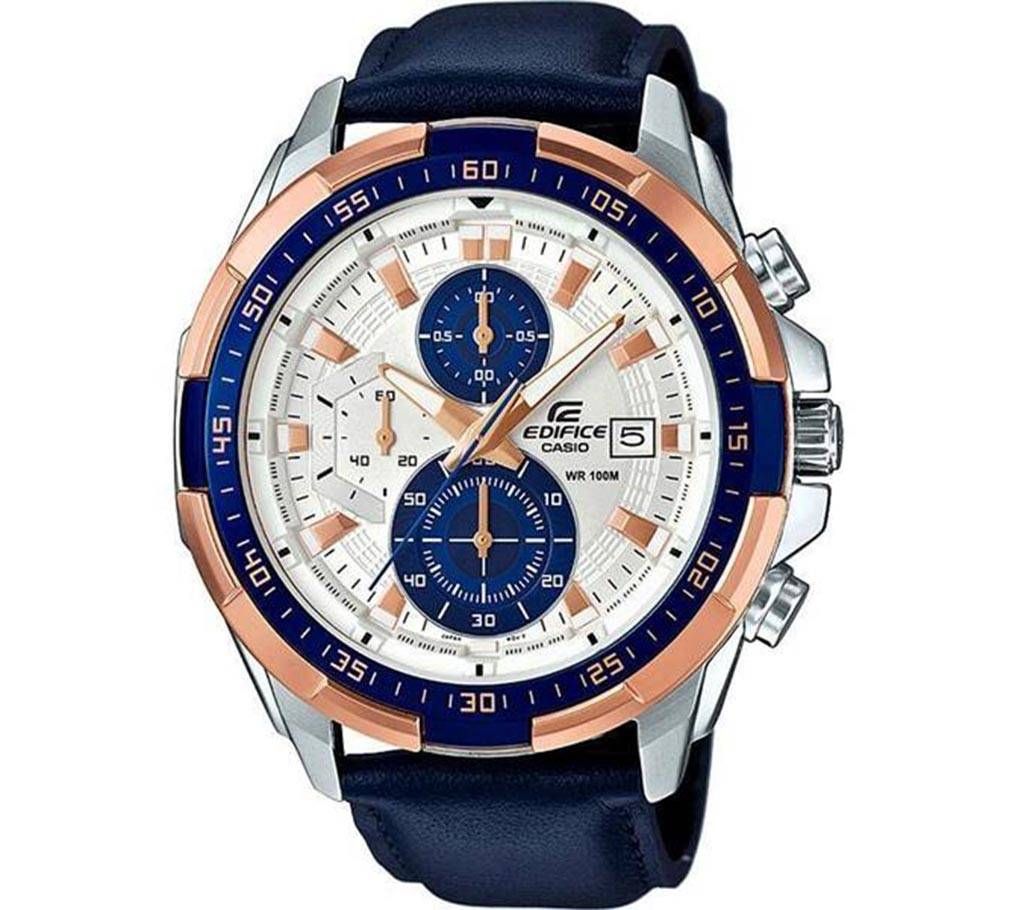 Casio Blue Leather Chronograph Watch For Men