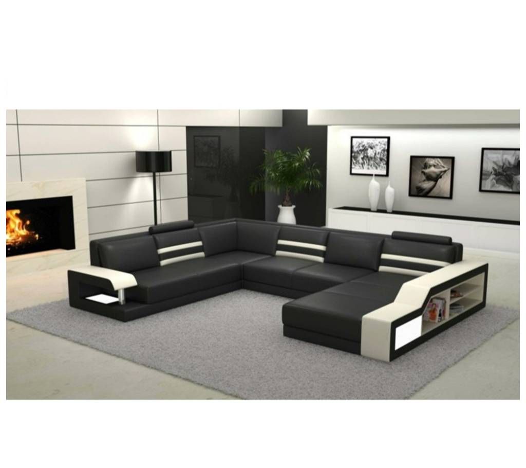  Leather / Fabric sofa