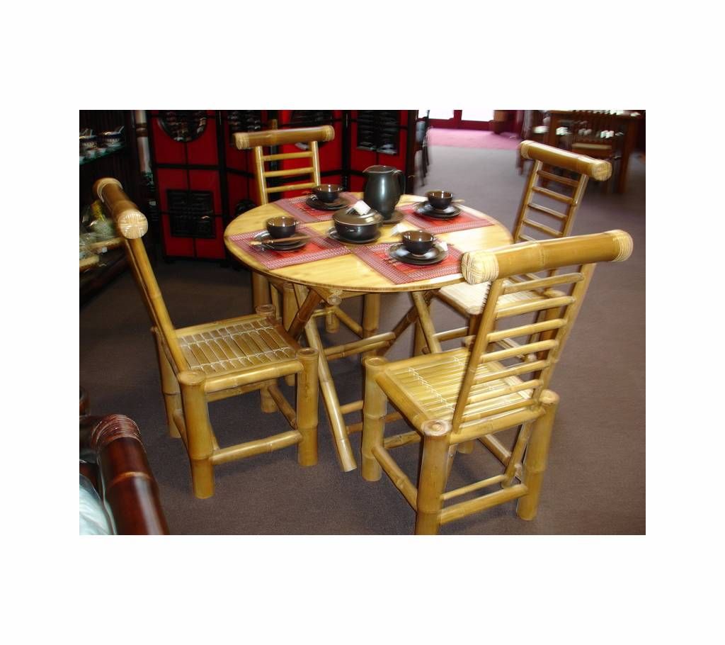 bamboo made dining table with 4 chair