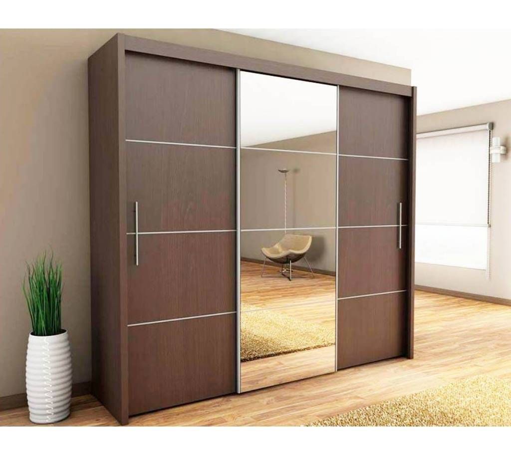 Mahogany Wooden Sliding Door Almirah 