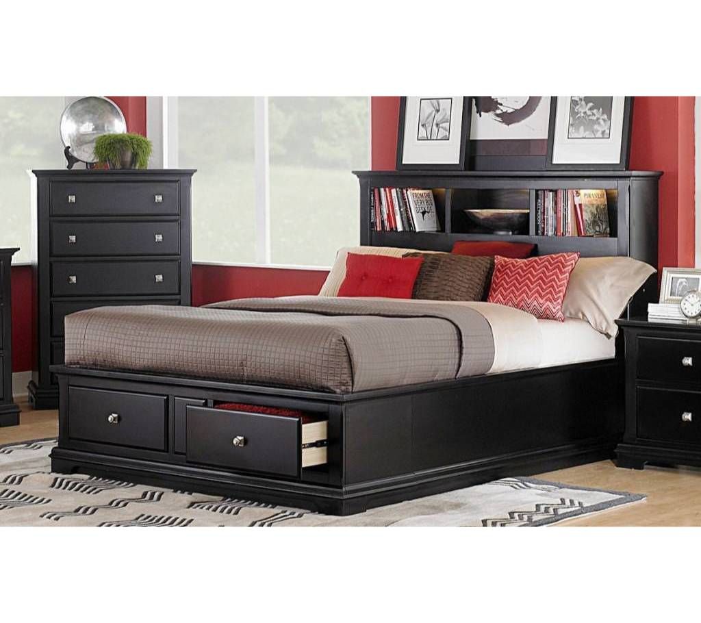 Modern Design Mahogany Wooden Double Size Bed