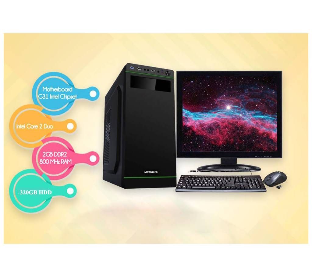 Desktop Package- Core 2 Dou_HDD 320GB_RAM 2GB DDR2 With 17" LED