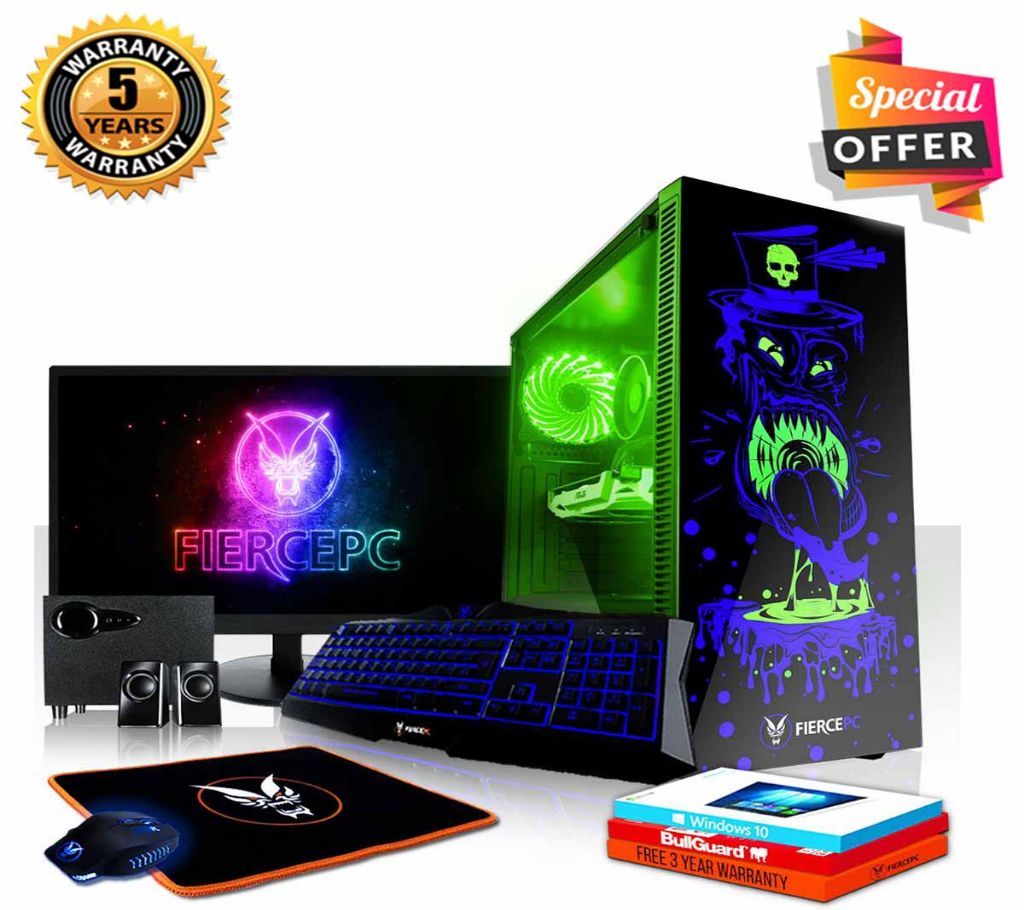 Intel Core i3 RAM 4GB HDD 1000GB (1TB) Graphics 2GB Built in and Monitor 24 Gaming PC Windows 10 64 Bit  Desktop Computer 2019