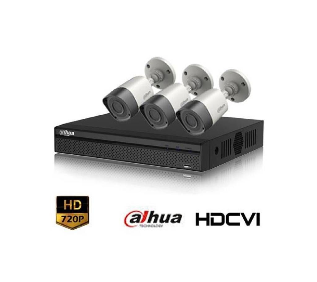 Dahua HD-CVI 04 Channel DVR With 03 Units HD-CVI 720p Camera
