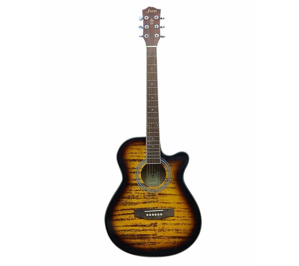Dark Brown and Yellow Acoustic Guitar