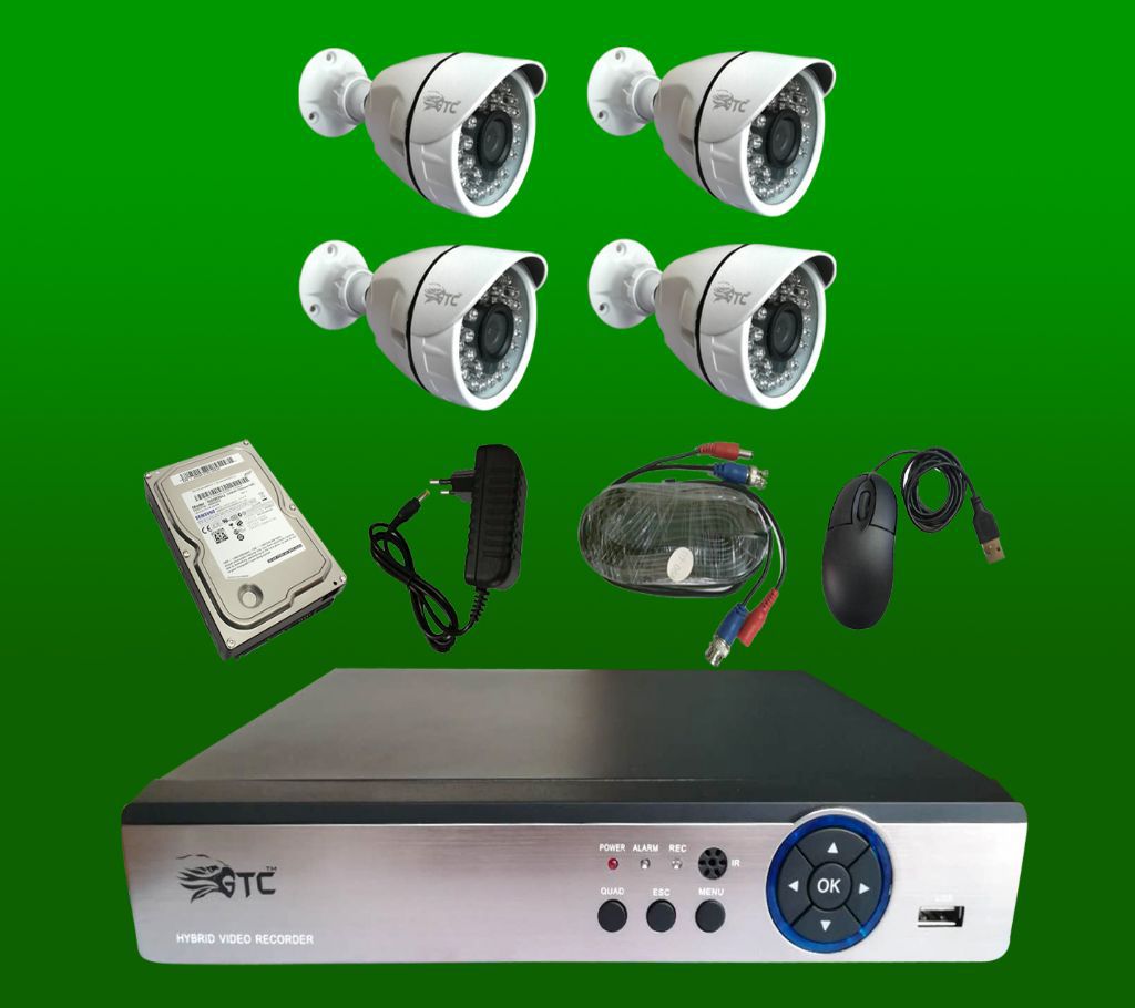 GTC 4 Channel AHD E-760H15  CCTV System (full Package) with Hard Disk.