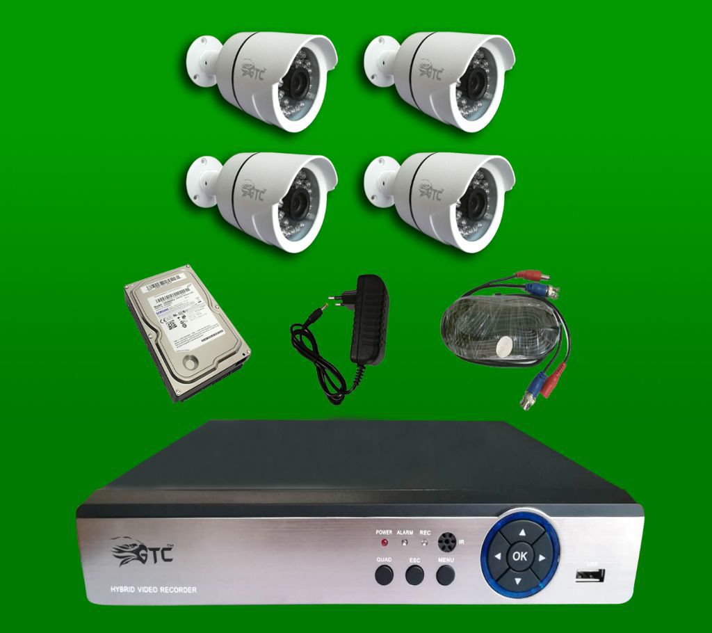 GTC 4 Channel AHD E-6936H15 CCTV System (full Package) with Hard Disk.