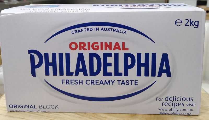 Philadelphia cream cheese available.
