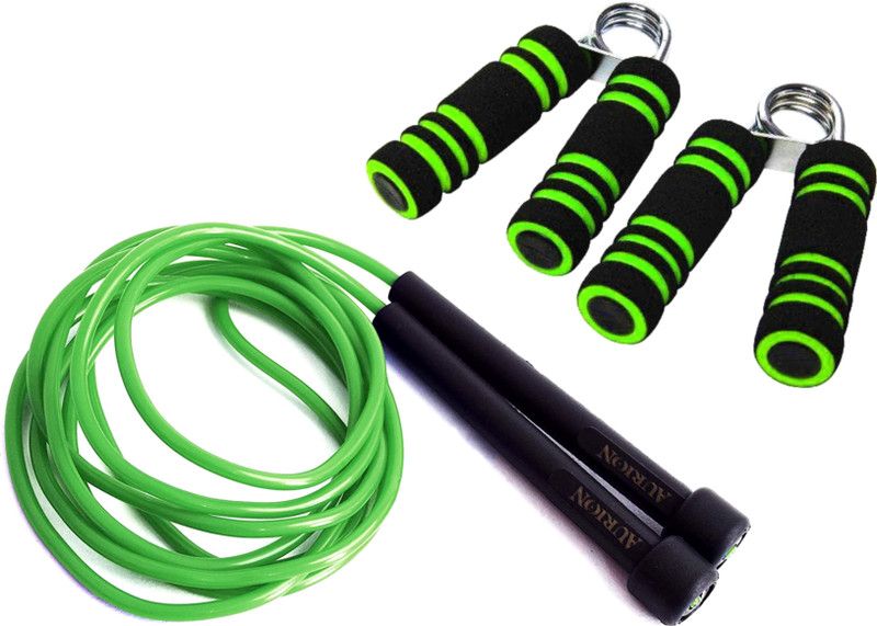 Aurion Combo of Skipping Rope and Hand Grip x 2 Fitness Accessory Kit Kit