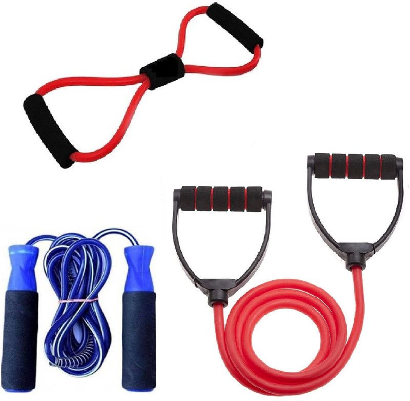 Dr Pacvu Set 3|Toning Tube with Jump Skipping Rope with 8 Shape Tube Stretching,Exerciser Gym & Fitness Kit
