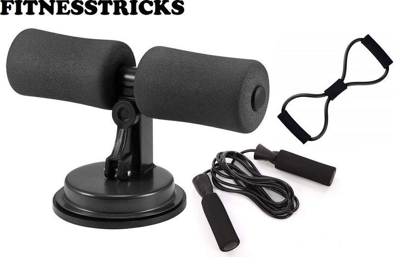 Fitnesstricks Fitness Combo Of Sit Up Bar With Skipping Rope And Resistance Tube Fitness Accessory Kit Kit