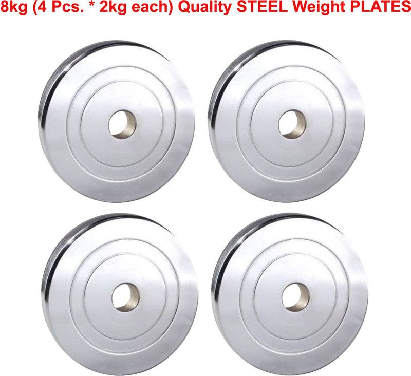 L'AVENIR FITNESS Premium Quality 8kg (2kg * 4pcs.) Chrome Plated Steel Silver Weight Plate  (8 kg)
