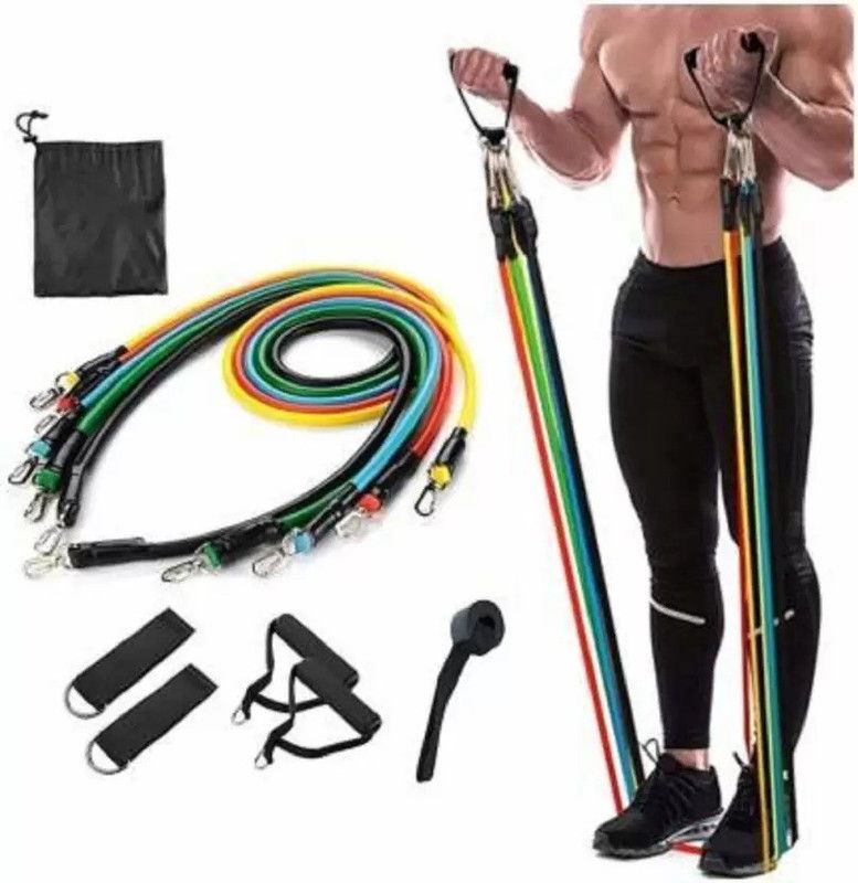 ANTONIS Resistance Band Strength Training Bands Tube Set for Exercise (11 PC) Resistance Tube  (Multicolor)