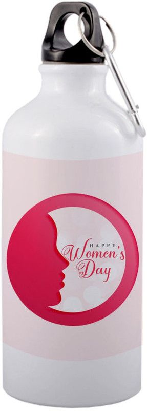 COLOR YARD best happy women's day with round feminism design white sipper bottle 600 ml Sipper  (Pack of 1, White, Aluminium)