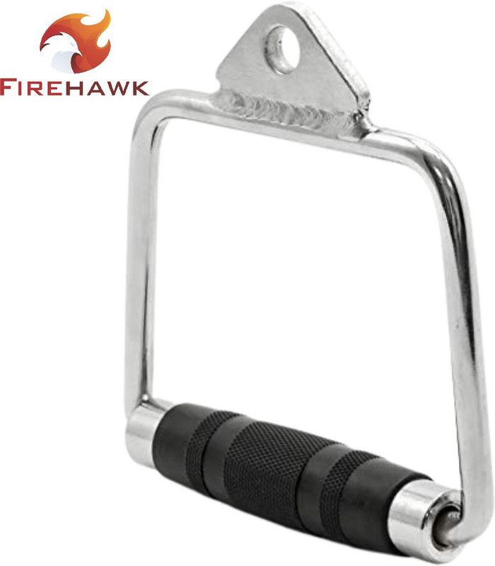 Firehawk Single D Handle with Rubber Hand grips , Attachment for Pulley Machines Multi-training Bar