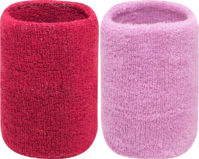 Neska Moda Cotton Wrist Band Fitness Band  (Maroon, Pink, Pack of 2)