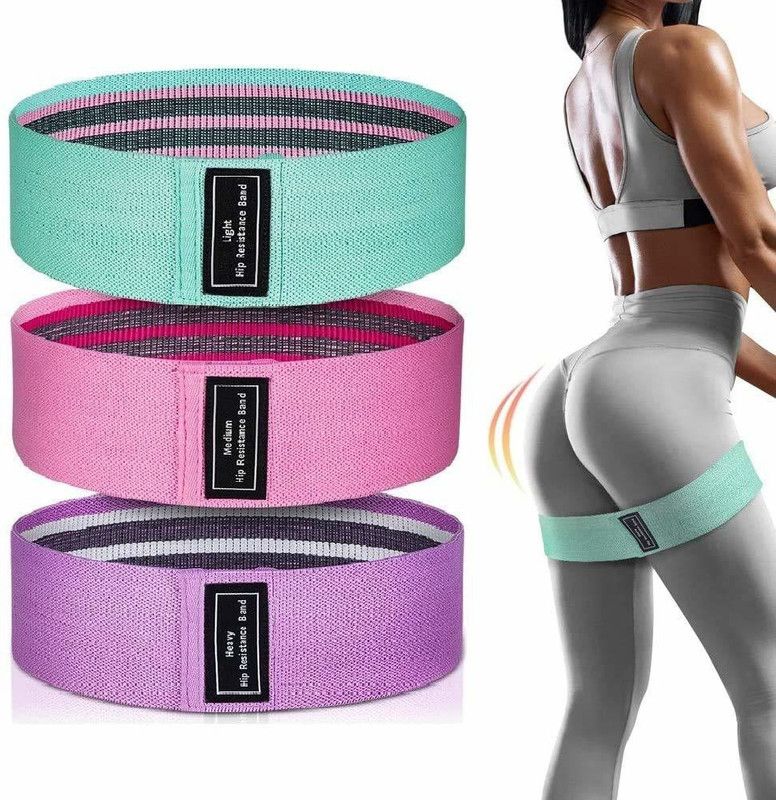 Pheonix Resistance Bands for Women 3 Level Exercise Workout Equipment Fabric Hip Band Resistance Tube  (Multicolor)
