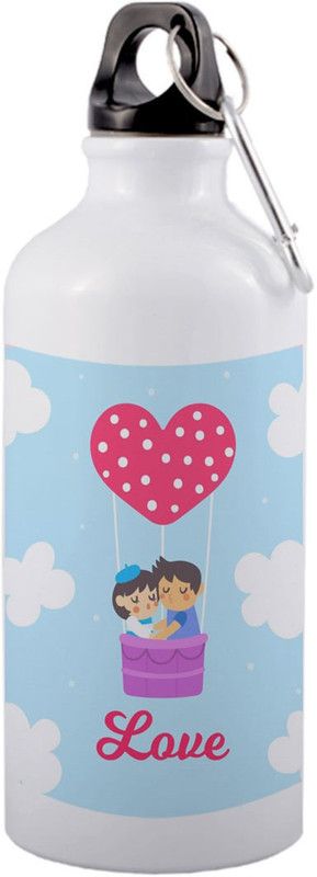COLOR YARD best happy valentine's day design couple on hot air balloon on 600 ml Sipper  (Pack of 1, Multicolor, Aluminium)