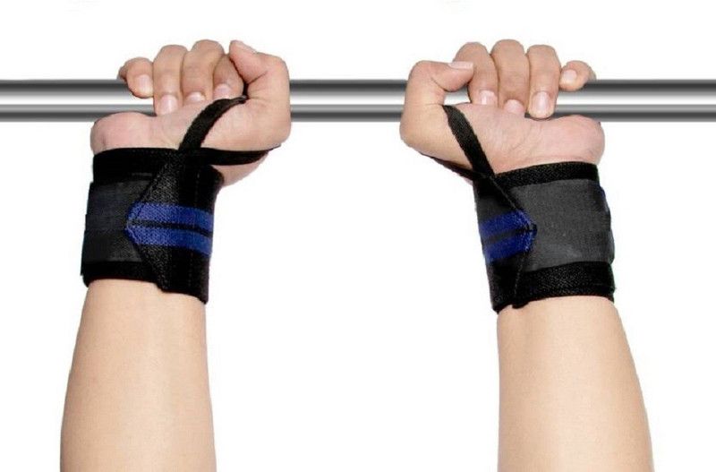 AEPITO WEIGHT LIFTING WRIST SUPPORT WITH VELCRO (PAIR) Wrist Support  (Black)