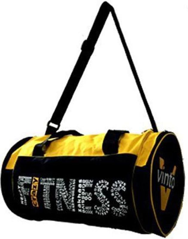 vinto Crazy Fitness Wording Style Yellow  (Black, Kit Bag)