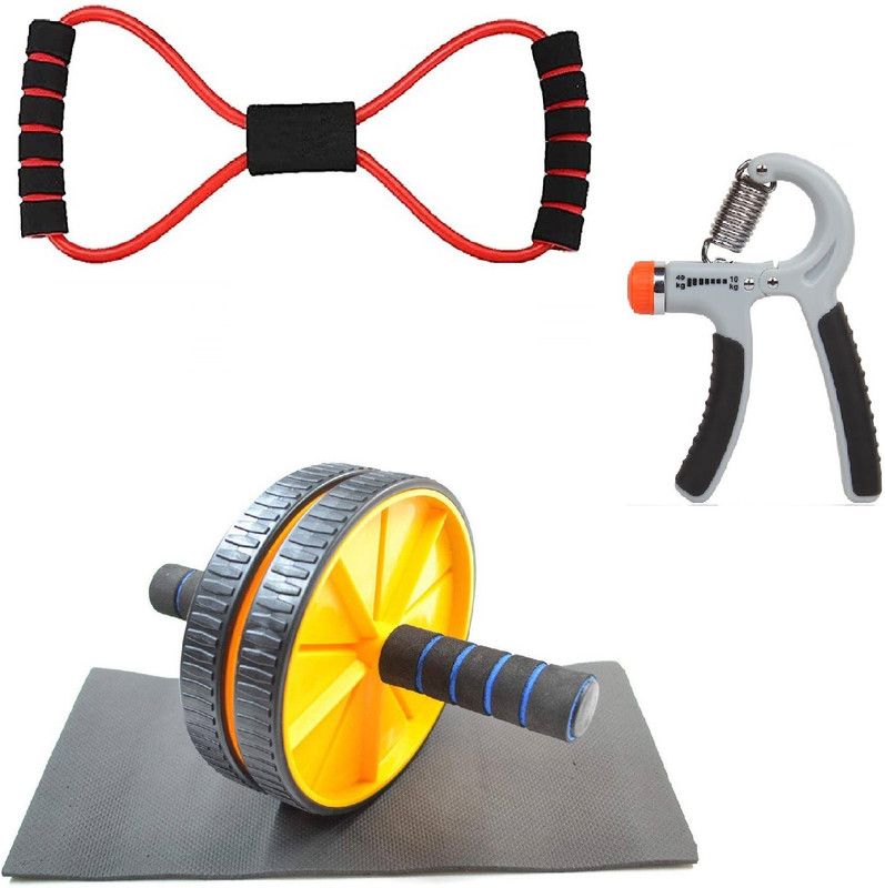Dr Pacvu 3|Hand Grip,AB Roller,8 Shape1 Resistance Band|Body Stretching,Fitness Equipment Fitness Accessory Kit Kit
