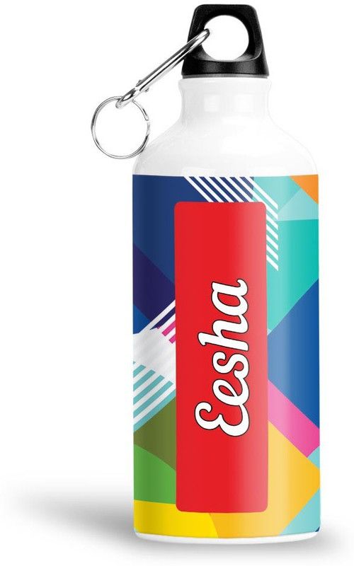Furnish Fantasy Geometrical Print Aluminium 750ml Water Bottle - Best Birthday Gift - Eesha 750 ml Sipper  (Pack of 1, White, Aluminium)