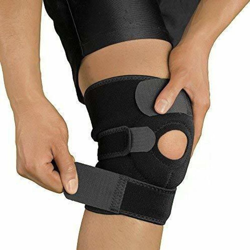 GymWar Adjustable Knee Cap Support Brace for Sports, Gym, Running, Arthritis Knee Support  (Black)
