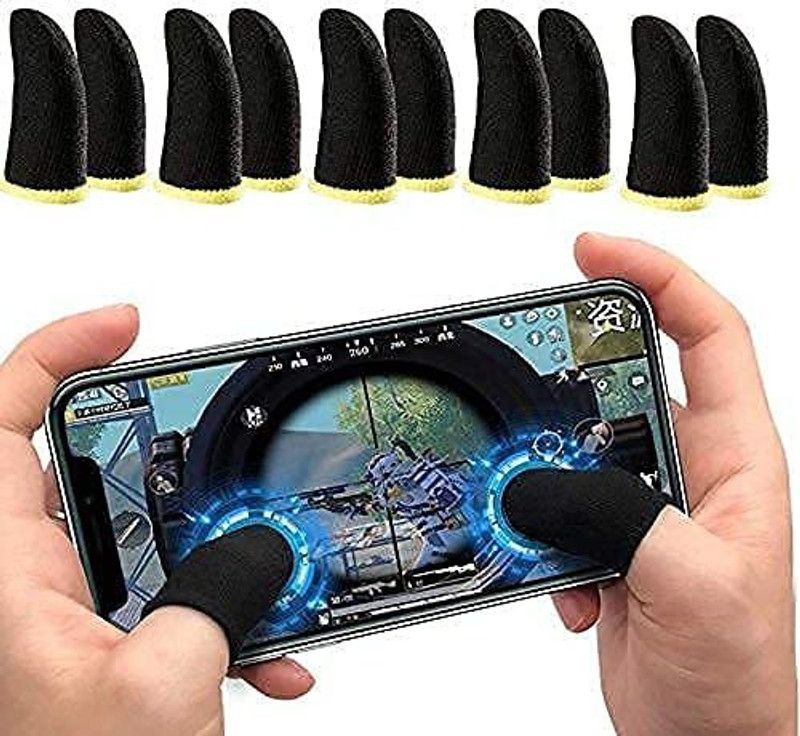 handfree Pubg Anti-Slip Thumb Yellow Sleeve Finger Sleeve  (Pack of 10)