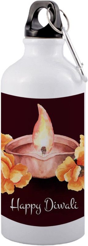 COLOR YARD best happy diwali text with flower or diyas 600 ml Sipper  (Pack of 1, Multicolor, Aluminium)