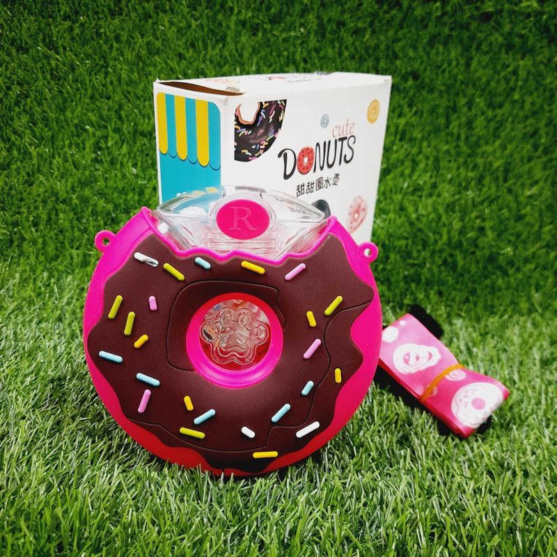 Arbitrary Hub 380ml Donut Shape Cute Water Bottles Gift for Kids Portable Water Bottle 380 ml Sipper  (Pack of 1, Multicolor, Silicone, Plastic)