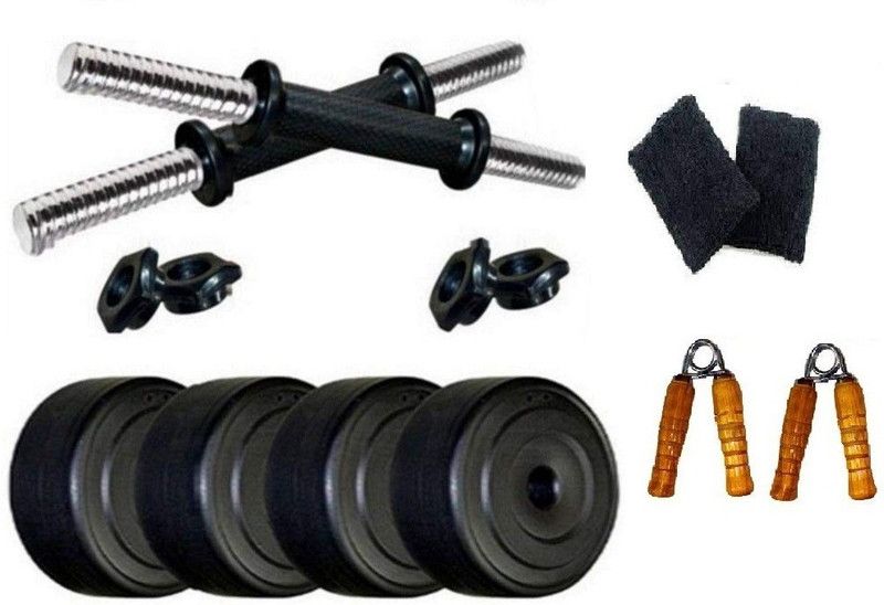 VENOM Home Gym with 26 Kg. P.V.C Weight Plates (3 Kg X 4 = 12 Kg + 2.5 Kg X 4 = 10 Kg + 2 Kg X 2 = 4 Kg ) with Dumbbell Rods, Wristband & Hand Gripper Dumbbell Kit Kit