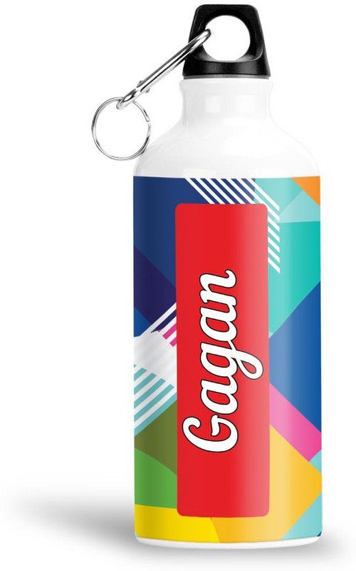 Furnish Fantasy Geometrical Print Aluminium 750ml Water Bottle - Best Birthday Gift - Gagan 750 ml Sipper  (Pack of 1, White, Aluminium)