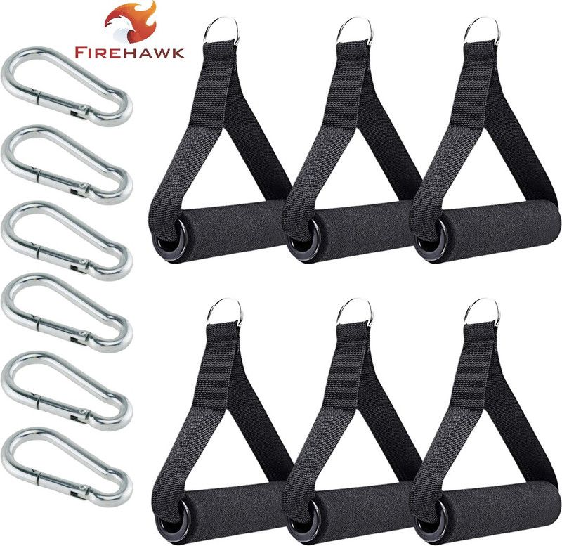 Firehawk 6Pcs Exercise Handle Cable Machine Attachment Resistance Band Handle With S Lock Multi-training Bar