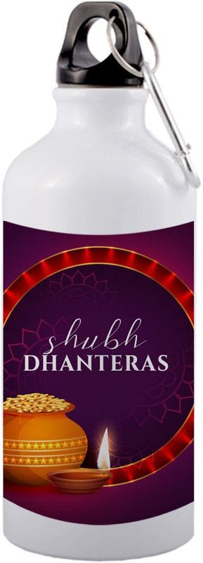 COLOR YARD happy shubh dhanteras festival pot design on 600 ml Sipper  (Pack of 1, Multicolor, Aluminium)