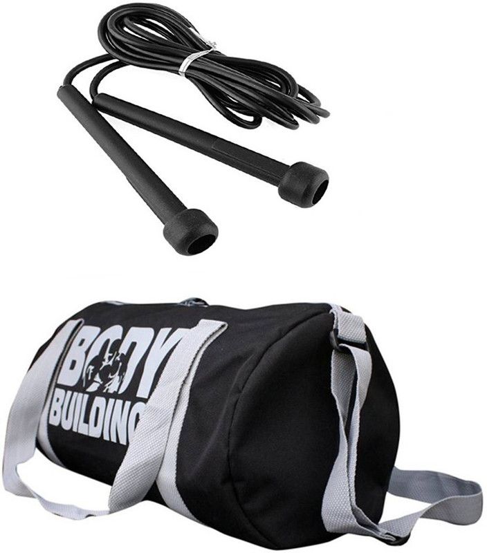 Rocket Sales Combo Of BodyBuilding (Black) Gym Bag And Skipping Rope (Black) Fitness Accessory Kit Kit