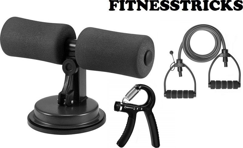 Fitnesstricks Combo Of Sit Up Bar With Hand Gripper And Adjustable Single Toning Tube Fitness Accessory Kit Kit