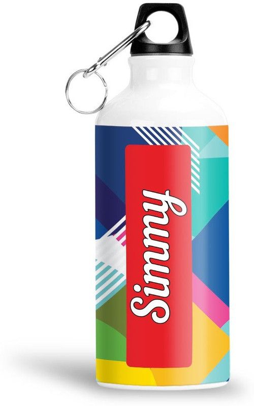 Furnish Fantasy Geometrical Print Aluminium 750ml Water Bottle - Best Birthday Gift - Simmy 750 ml Sipper  (Pack of 1, Multicolor, Aluminium)