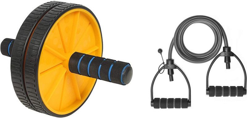Pheonix Combo Of Ab Wheel With Adjustable Single Toning Tube For Home And Gym Equipment Fitness Accessory Kit Kit