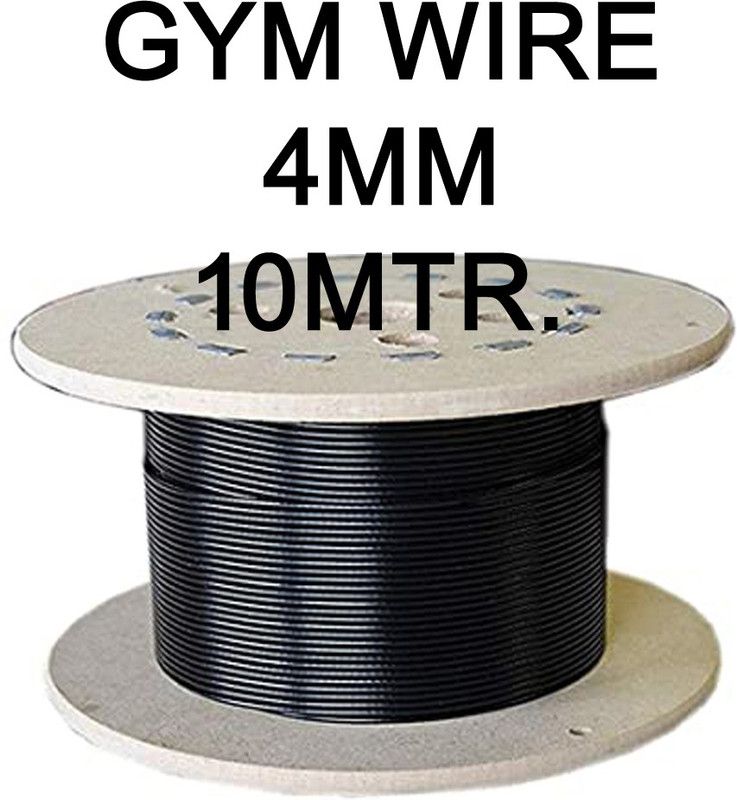 Draven PU (Polyurethane) Coated Stainless Steel Wire 4MM (10M) for Home /Gym Equipment| Weight Lifting Bar  (Black)