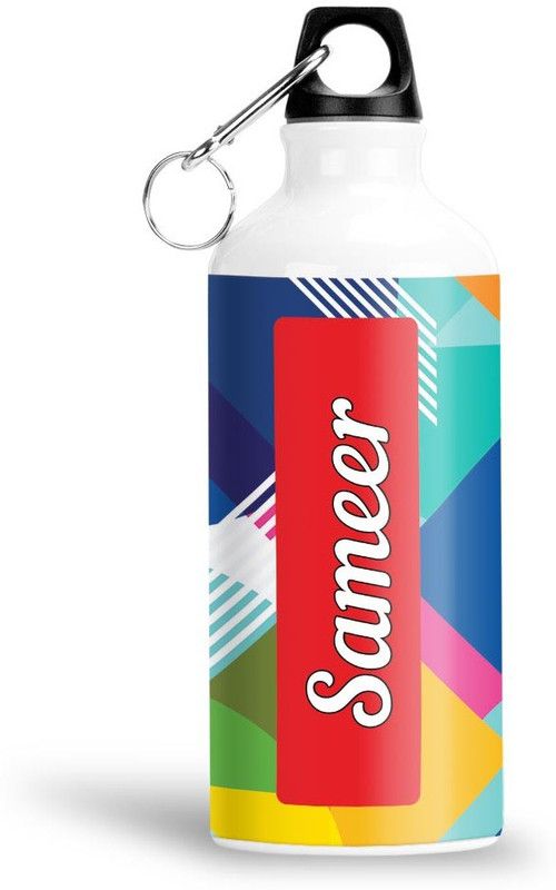Furnish Fantasy Geometrical Print Aluminium 750ml Water Bottle - Best Birthday Gift - Sameer 750 ml Sipper  (Pack of 1, Multicolor, Aluminium)