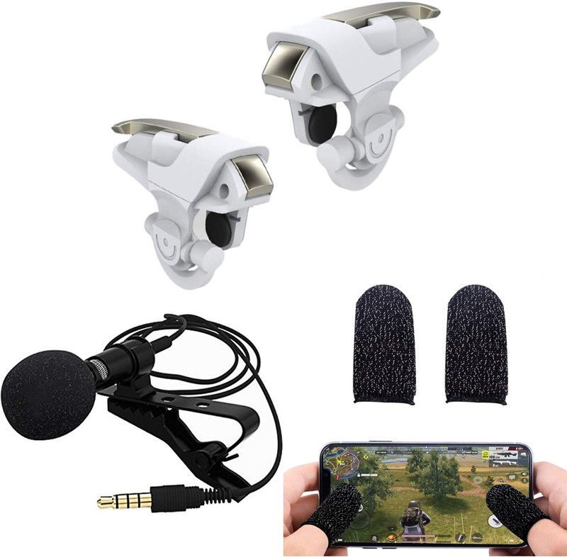 Growing fashion Mobile Finger Sleeve,PUBG White Triggers,Mini Lavalier Microphone 3.5mm Combo Pack Finger Sleeve  (Pack of 3)