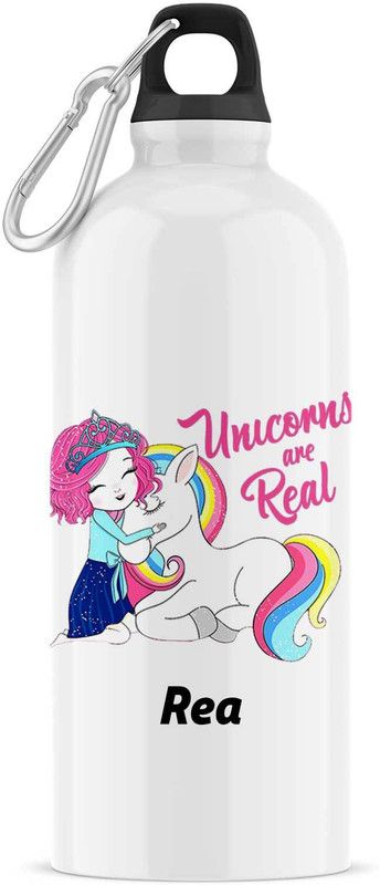 ARTBUG Unicorn Sipper/Water Bottle - Best Birthday Gift for Kids, Name - Rea 600 ml Sipper  (Pack of 1, White, Aluminium)