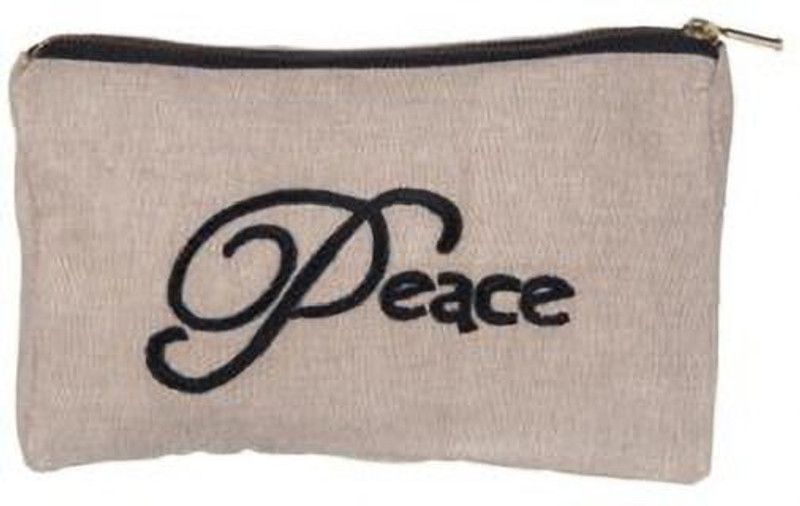 Kanyoga Cotton Chambray 'Peace' Embroidered Everyday Use Pouch (20 x 12 x 11 CM) Yoga Blocks  (Multicolor Pack of 1)