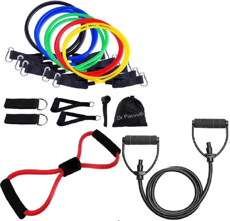 Dr Pacvu Pack 3|Toning Tube with 11in1 Resistance, 8 Shape Tube for Stretching, Exerciser Gym & Fitness Kit