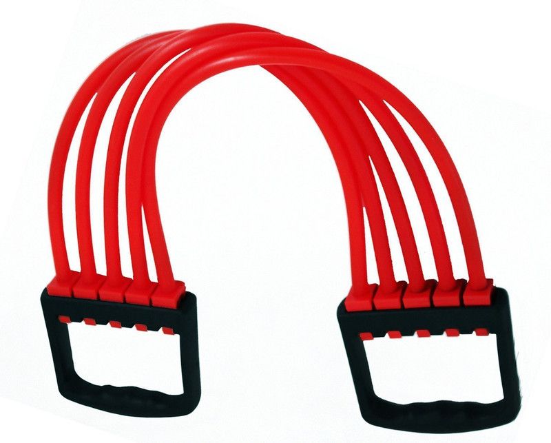 BLAPOXE Personal Rubber Rope Adjustable 5 Silicone Stripes Chest Expander Resistance Tube  (Red, Black)
