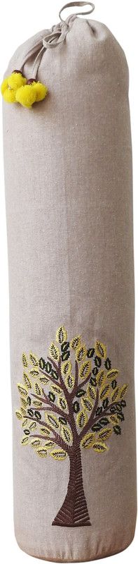 Kanyoga 100% Cotton Tree Of Life Embroidered Yoga Mat Bag- Beige & Yellow Yoga Blocks  (Yellow Pack of 1)