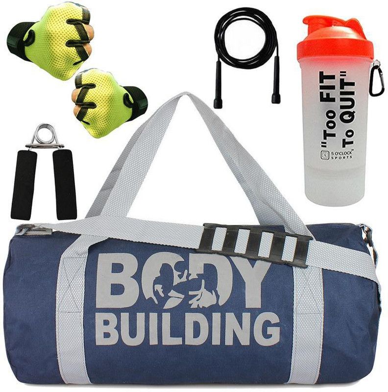 5 O' CLOCK SPORTS gym bag for men combo Blue Body building Gym bag 09 Fitness Accessory Kit Kit