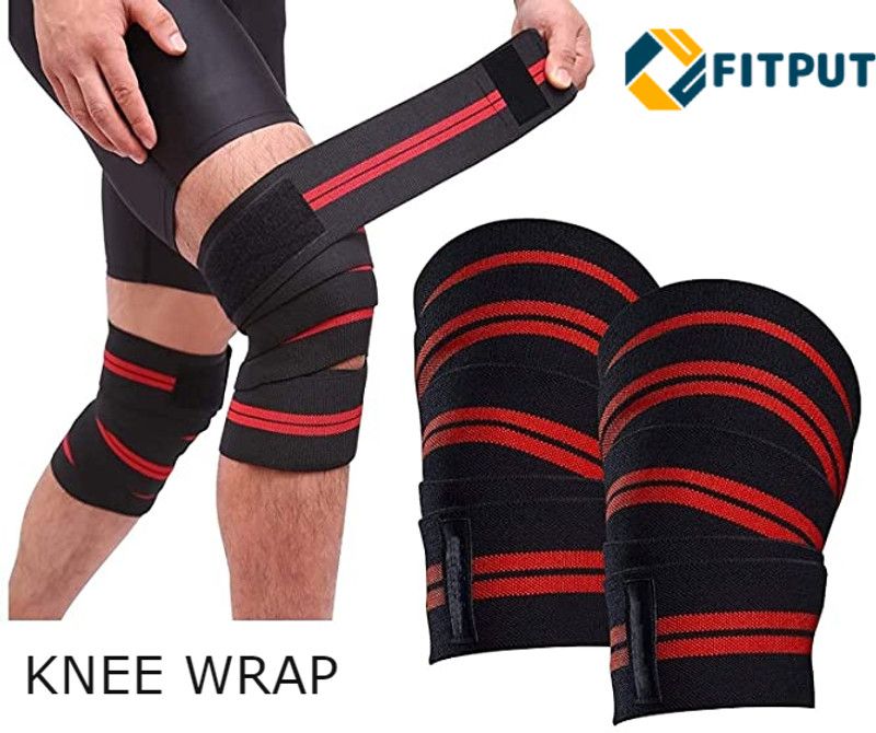 FITPUT Knee Wraps(1 Pair) for Weightlifting Powerlifting Leg Press Cross Training Knee Support